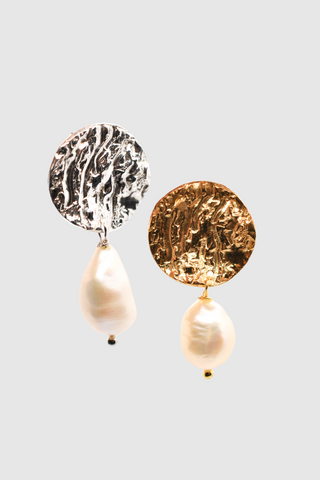 Ostrica Drop Earrings with Pearls-Earrings-A'mmare Jewelry-Silver-Natural White Pearls-Appcycled