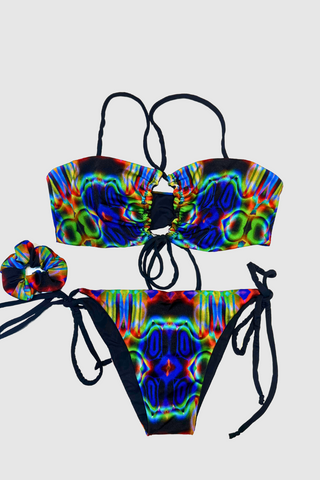 Blue artistic black reversible bikini sustainable