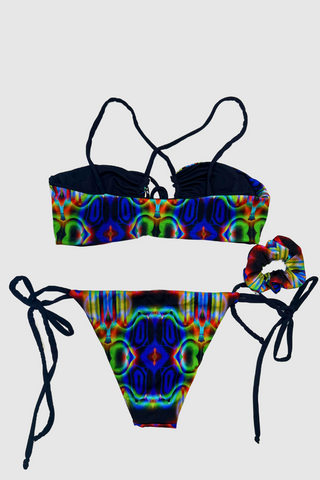 Blue artistic black reversible bikini sustainable