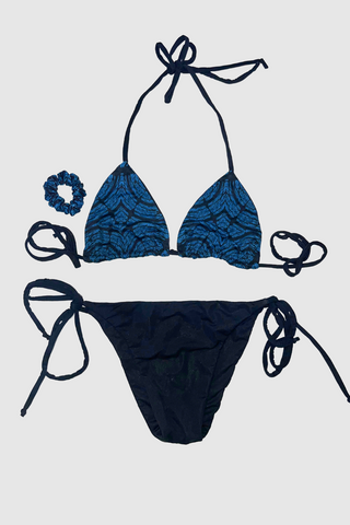 Blue classic black reversible bikini sustainable