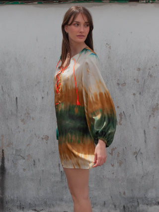 Mini dress, side view, versatile, upcycled, tie dye