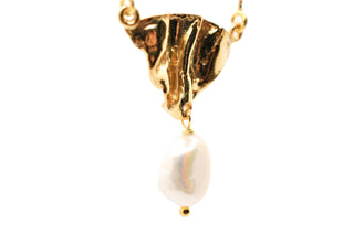 Affiora Necklace with Pearls-Necklaces-A'mmare Jewelry-Gold-Natural White Pearl-Appcycled