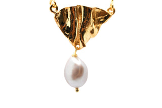 Affiora Necklace with Pearls-Necklaces-A'mmare Jewelry-Gold-Grey Pearl-Appcycled