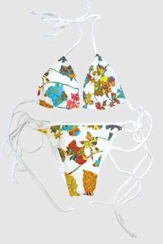 Funky White Reversible Bikini - Appcycled - Appcycled