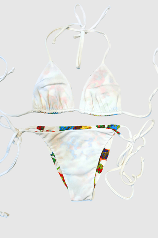 Funky White Reversible Bikini - Appcycled - Appcycled