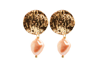 Ostrica Drop Earrings with Pearls-Earrings-A'mmare Jewelry-Gold-Pink Pearls-Appcycled