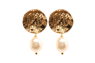 Ostrica Drop Earrings with Pearls-Earrings-A'mmare Jewelry-Gold-Natural White Pearls-Appcycled