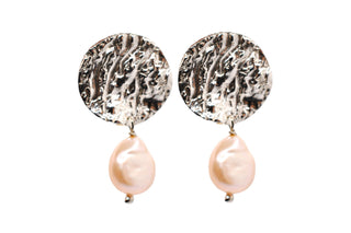 Ostrica Drop Earrings with Pearls-Earrings-A'mmare Jewelry-Silver-Pink Pearls-Appcycled