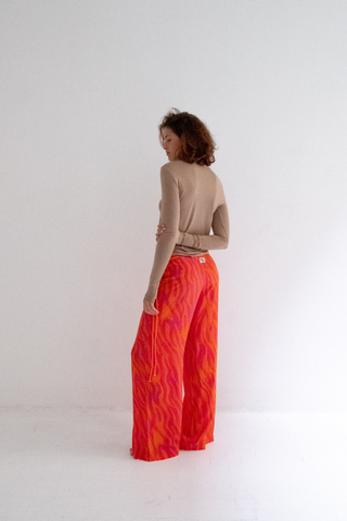 simbad large silk pant giglio tigrato funky fuxia orange