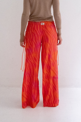 simbad large silk pant giglio tigrato funky fuxia orange